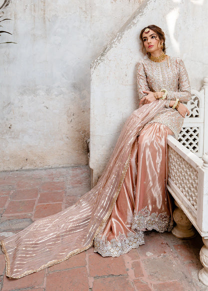 Safa | Light Pink Pure Tissue Hand Embellished Gharara