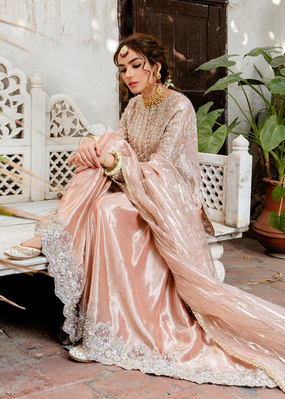 Safa | Light Pink Pure Tissue Hand Embellished Gharara