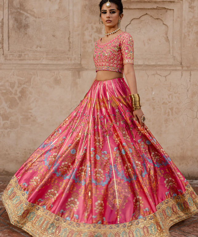 Safiya | Pink Embroidered Hand Embellished Lehenga