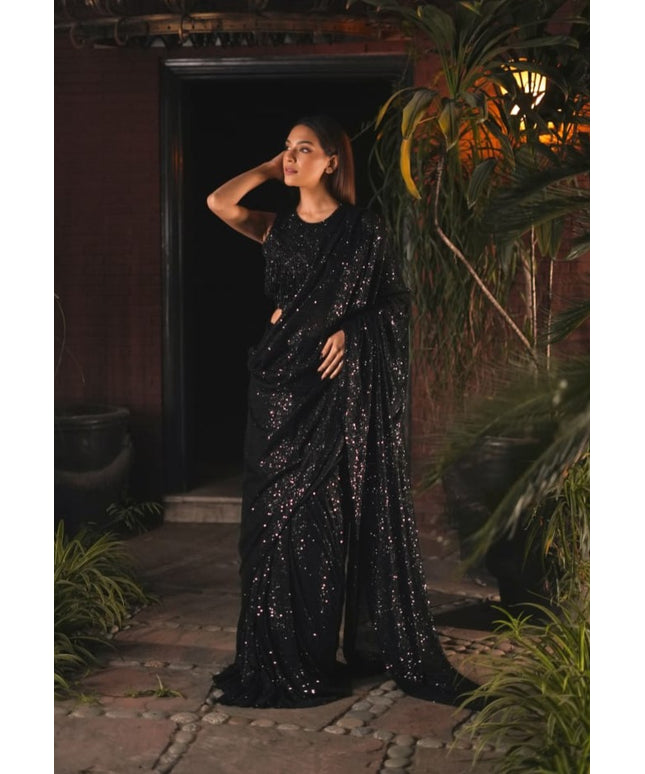 Raven | Black Embellished Saree