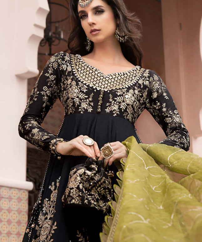 Maria B | Sateen Embroidered Maxi Dress