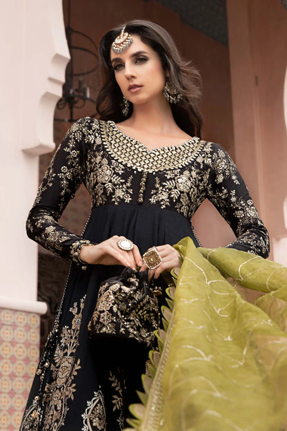 Maria B | Sateen Embroidered Maxi Dress