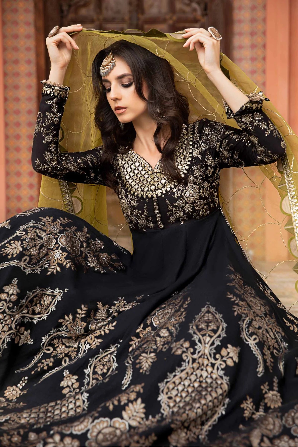 Maria B | Sateen Embroidered Maxi Dress