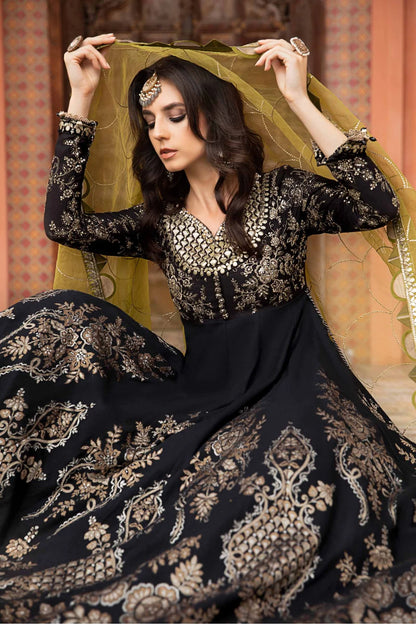 Maria B | Sateen Embroidered Maxi Dress