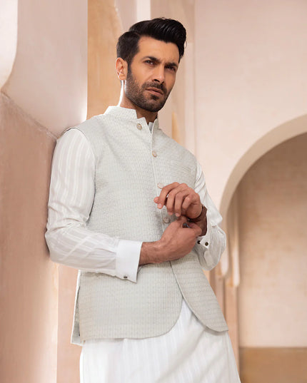 Schiffli Embroidered Cotton Waistcoat