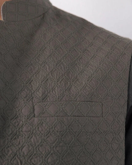 Grey Schiffli Embroidered Waistcoat