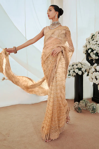 Shireen | Gold Net Embellished Saree