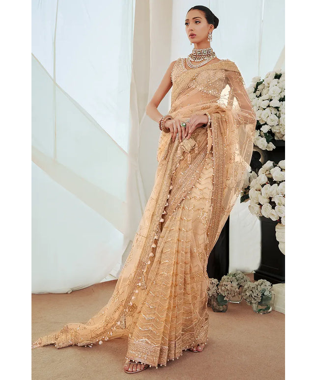 Shireen | Gold Net Embellished Saree