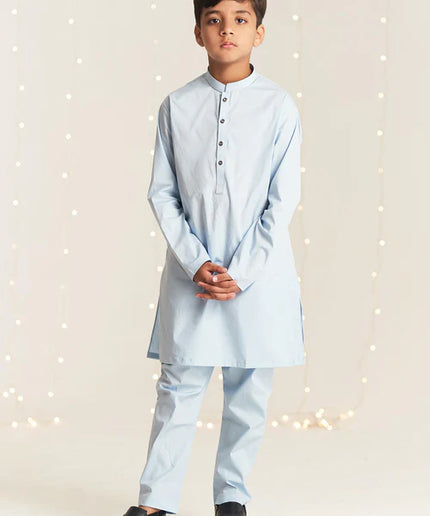 2 Piece | Boys Sky Blue Kurta Set