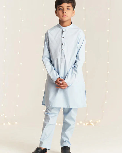 2 Piece | Boys Sky Blue Kurta Set