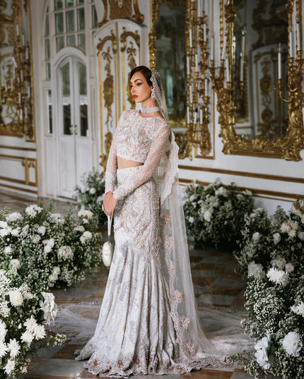 Sona | White Net Embellished Bridal Gharara