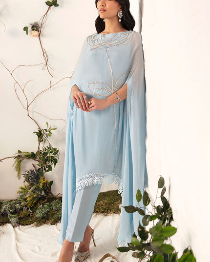 Star Dust | Ice Blue Embellished Cape