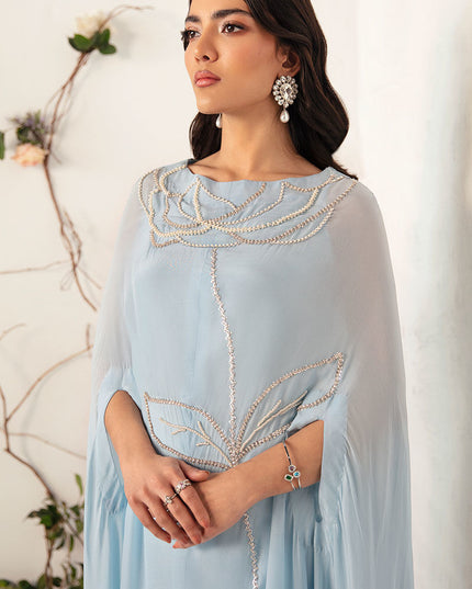 Star Dust | Ice Blue Embellished Cape