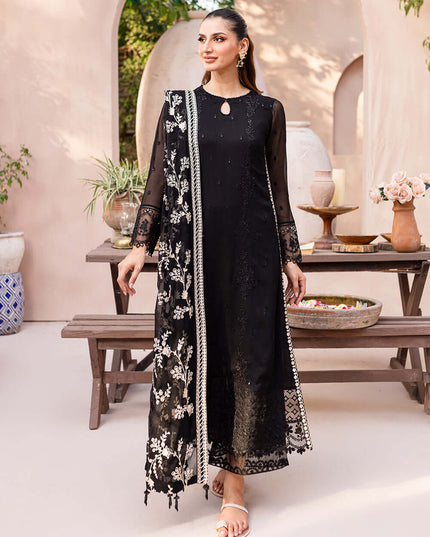 Starry Bliss | Black Embroidered Chiffon Suit