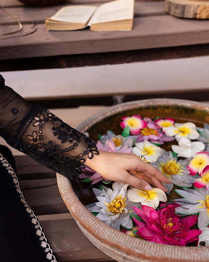 Starry Bliss | Black Embroidered Chiffon Suit