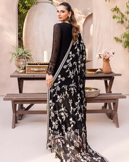 Starry Bliss | Black Embroidered Chiffon Suit