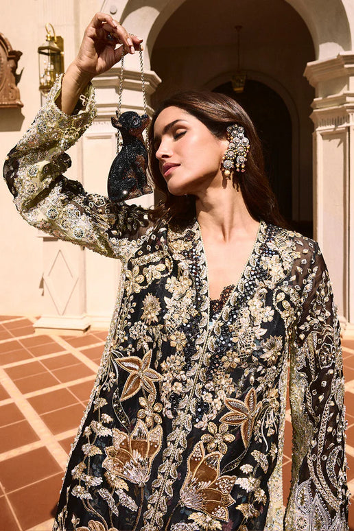 Soraya | Black Organza Hand Embroidered Embellished Sharara