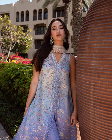 Faiza Saqlain | Printed Embroidered Silk Sharara