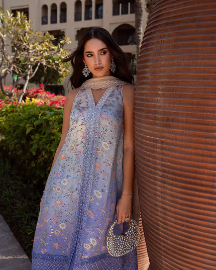 Faiza Saqlain | Printed Embroidered Silk Sharara