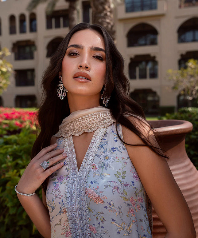 Faiza Saqlain | Printed Embroidered Silk Sharara