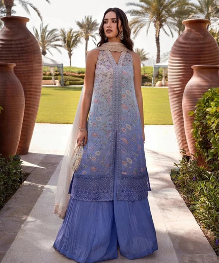 Faiza Saqlain | Printed Embroidered Silk Sharara