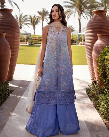 Faiza Saqlain | Printed Embroidered Silk Sharara