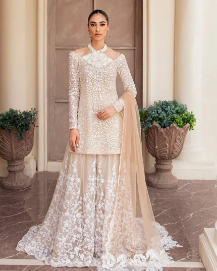 Radiant Pearl l Rose Gold Embellished Sharara