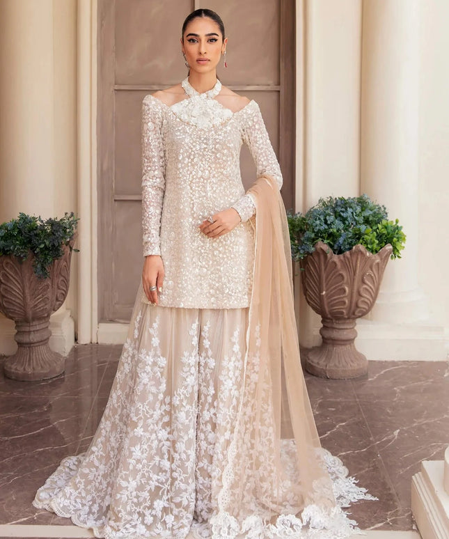 Radiant Pearl l Rose Gold Embellished Sharara