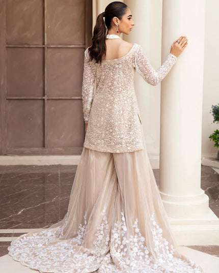 Radiant Pearl l Rose Gold Embellished Sharara
