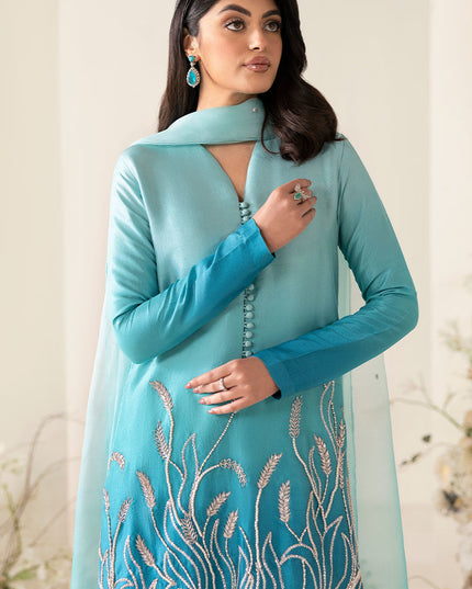 Talia | Turquoise Zari Embroidery Fashi Shalwar Suit