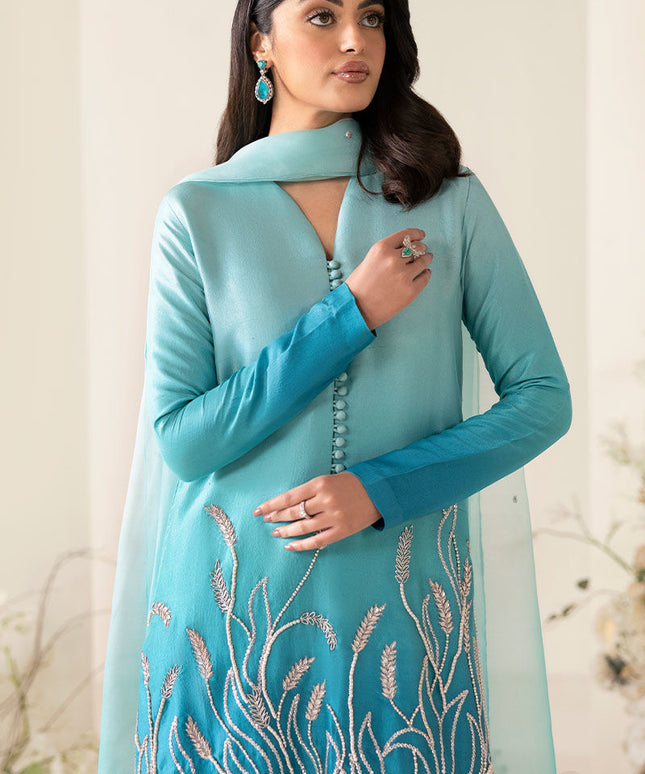 Talia | Turquoise Zari Embroidery Fashi Shalwar Suit