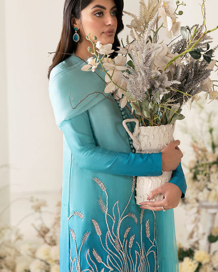 Talia | Turquoise Zari Embroidery Fashi Shalwar Suit