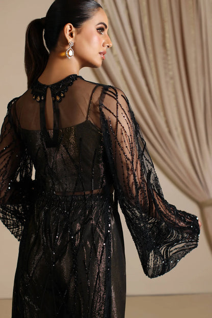 Esha | Black Net Tinsel Embellished Suit