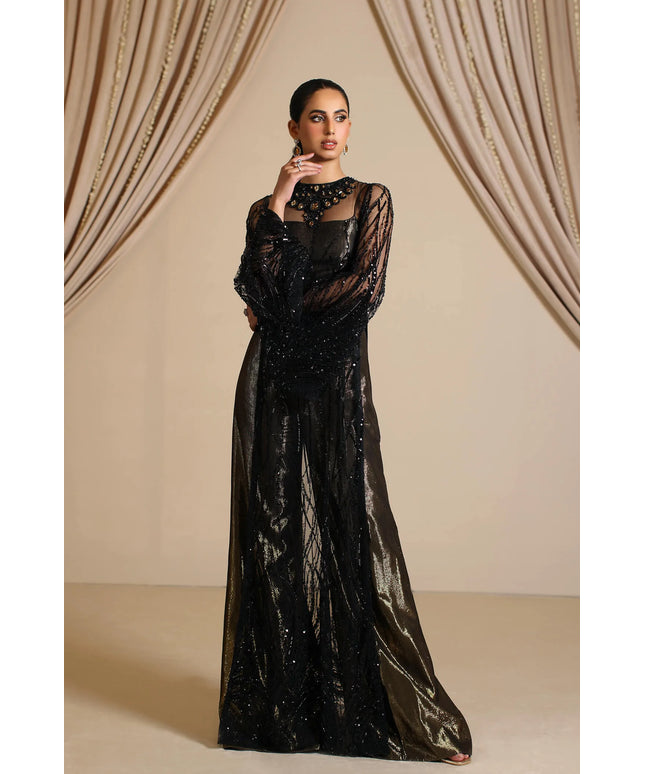 Esha | Black Net Tinsel Embellished Suit
