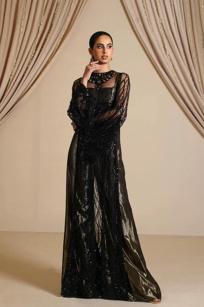Esha | Black Net Tinsel Embellished Suit