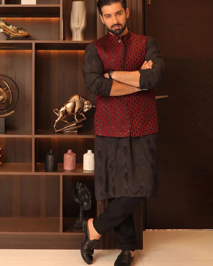 Maroon Rawsilk Formal Waistcoat