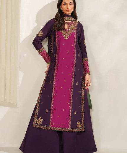 Gauri | Plum Embroidered Ramen Silk Sharara