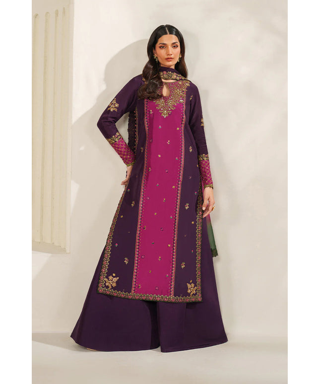 Gauri | Plum Embroidered Ramen Silk Sharara