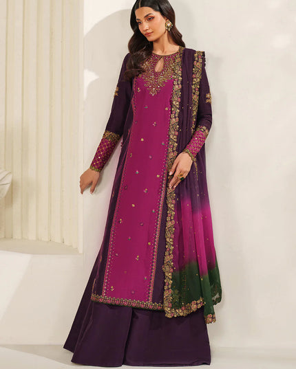 Gauri | Plum Embroidered Ramen Silk Sharara