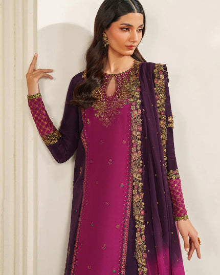 Gauri | Plum Embroidered Ramen Silk Sharara