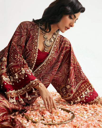 ÉLAN | Chiffon Kaftan in Mehroon
