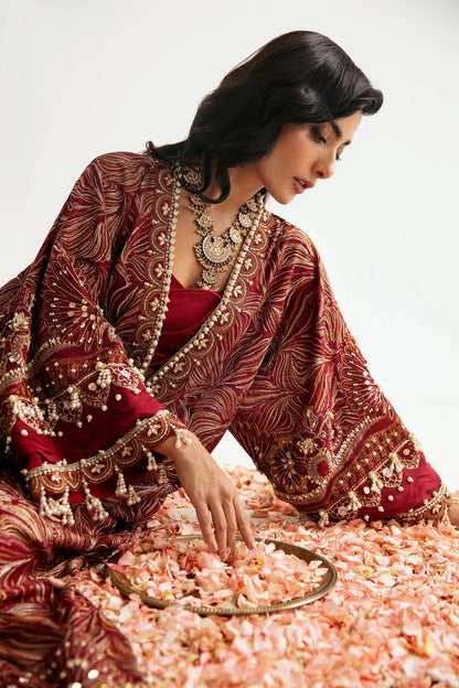 ÉLAN | Chiffon Kaftan in Mehroon