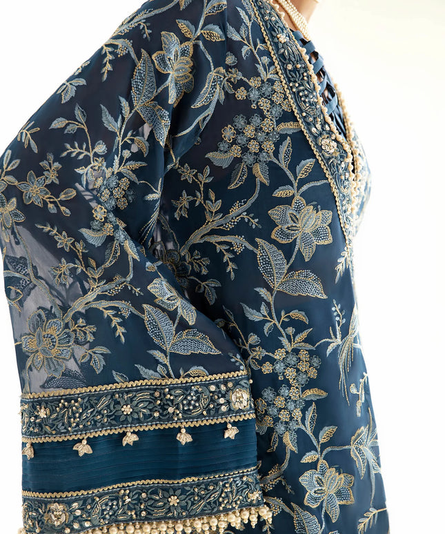 Women's Navy Chiffon Kaftan Dress