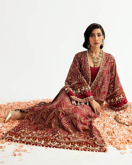 ÉLAN | Chiffon Kaftan in Mehroon