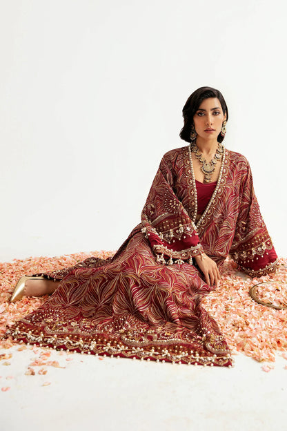 ÉLAN | Chiffon Kaftan in Mehroon