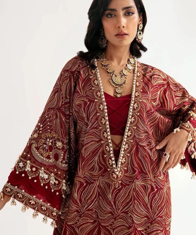 ÉLAN | Chiffon Kaftan in Mehroon