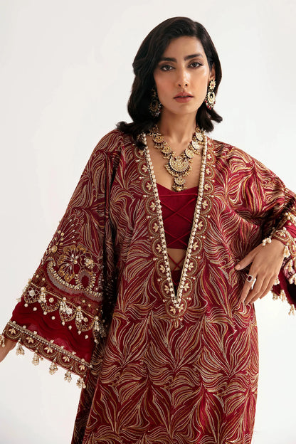 ÉLAN | Chiffon Kaftan in Mehroon