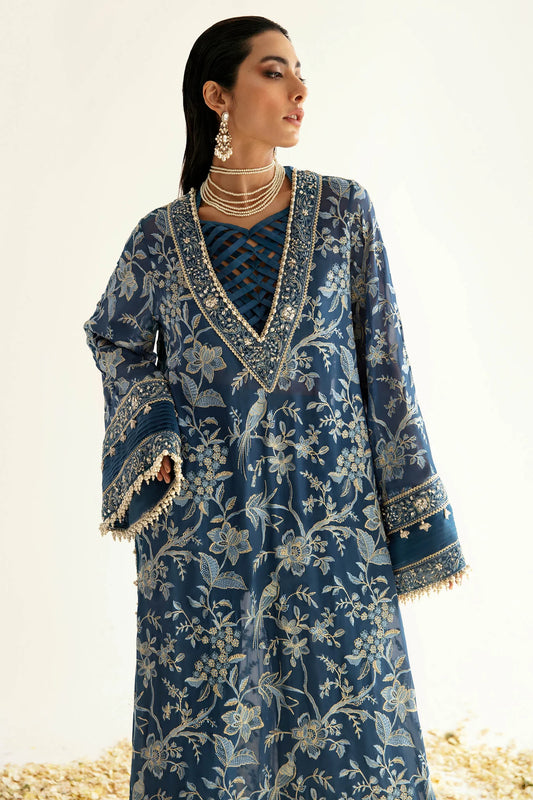 Women's Navy Chiffon Kaftan Dress
