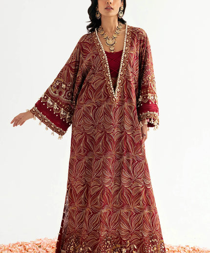 ÉLAN | Chiffon Kaftan in Mehroon