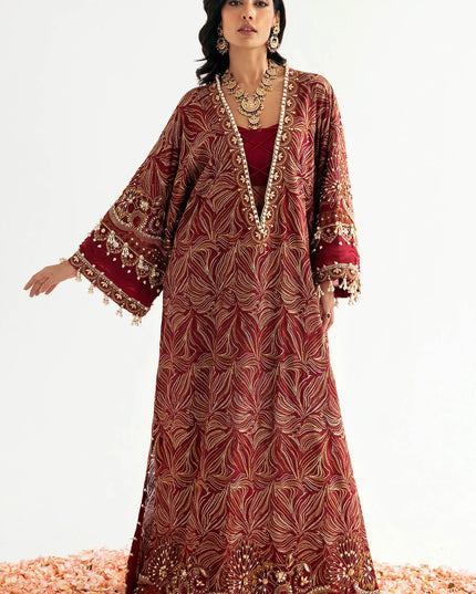 ÉLAN | Chiffon Kaftan in Mehroon